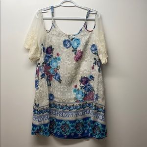 Umgee Off the Shoulder Lace Sleeve Dress